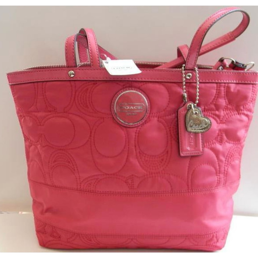 Coach Fuchsia Quilted Tote Bag
